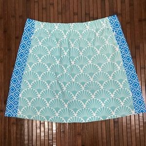 J. McLaughlin Blue White Print Skort